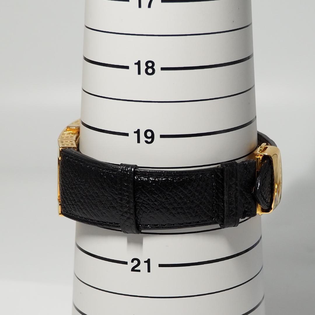 ヴェルサーチ 革ベルト 4Pダイヤ スクエア メンズ 腕時計 ゴールド F123