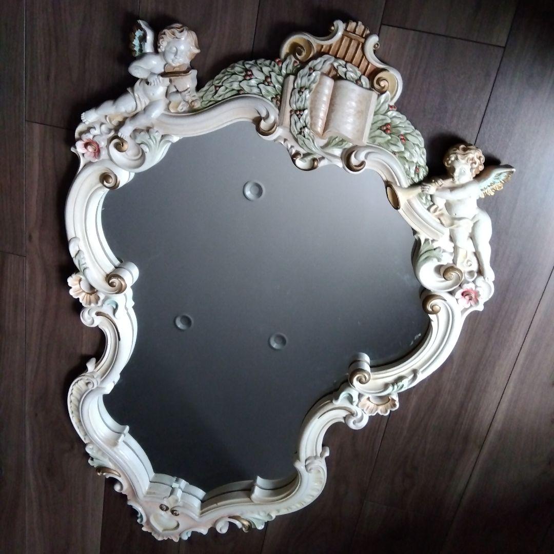 ウォールミラー　鏡　yamazaki7777様　天使　エンジェル　可愛い　ロココ