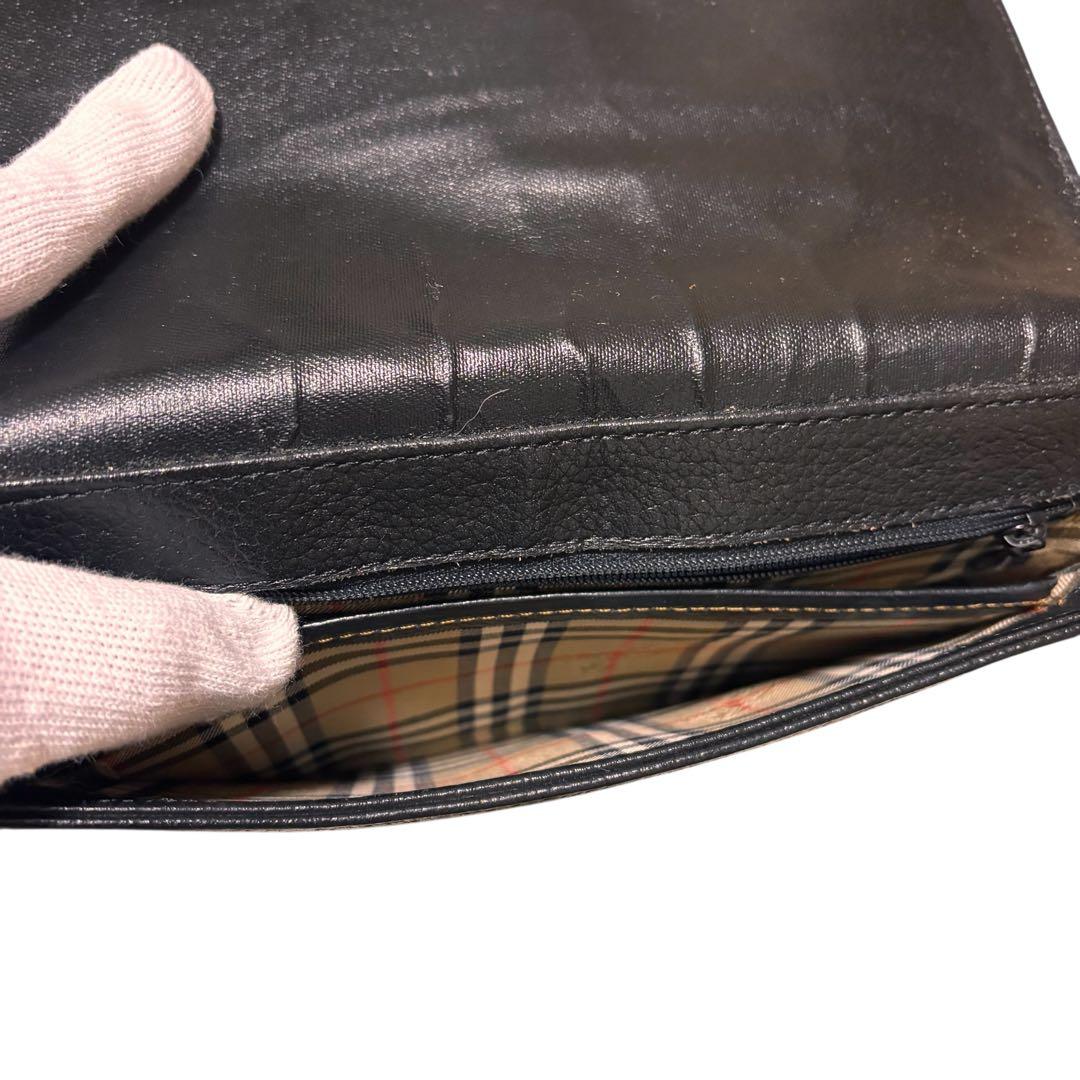 美品BURBERRY ブラック レザー ショルダーバッグ