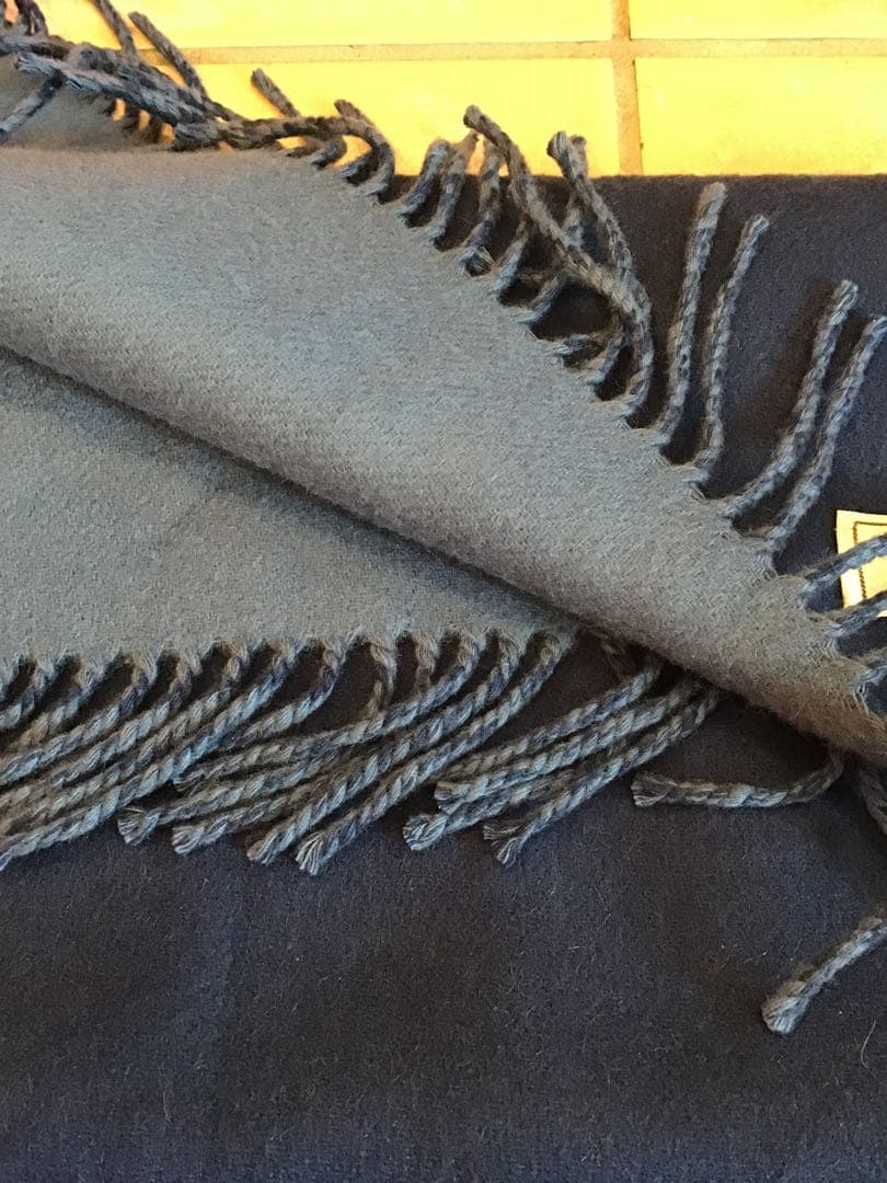 【新品】HERMESカシミヤマフラー ブラックｘブルー エルメス