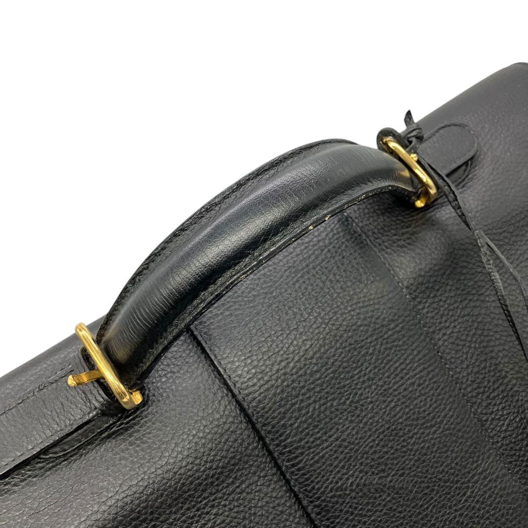 美品 2146 BALLY ボストンバッグ シボ革 鍵 ゴールド金具 黒 大容量