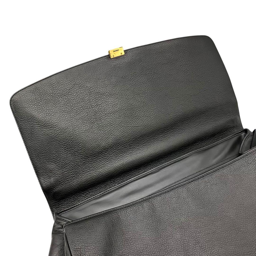 美品 2146 BALLY ボストンバッグ シボ革 鍵 ゴールド金具 黒 大容量