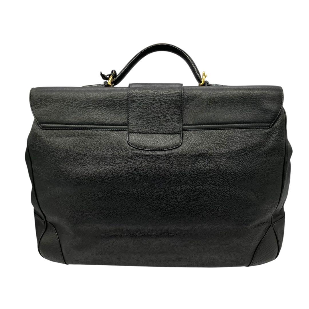 美品 2146 BALLY ボストンバッグ シボ革 鍵 ゴールド金具 黒 大容量