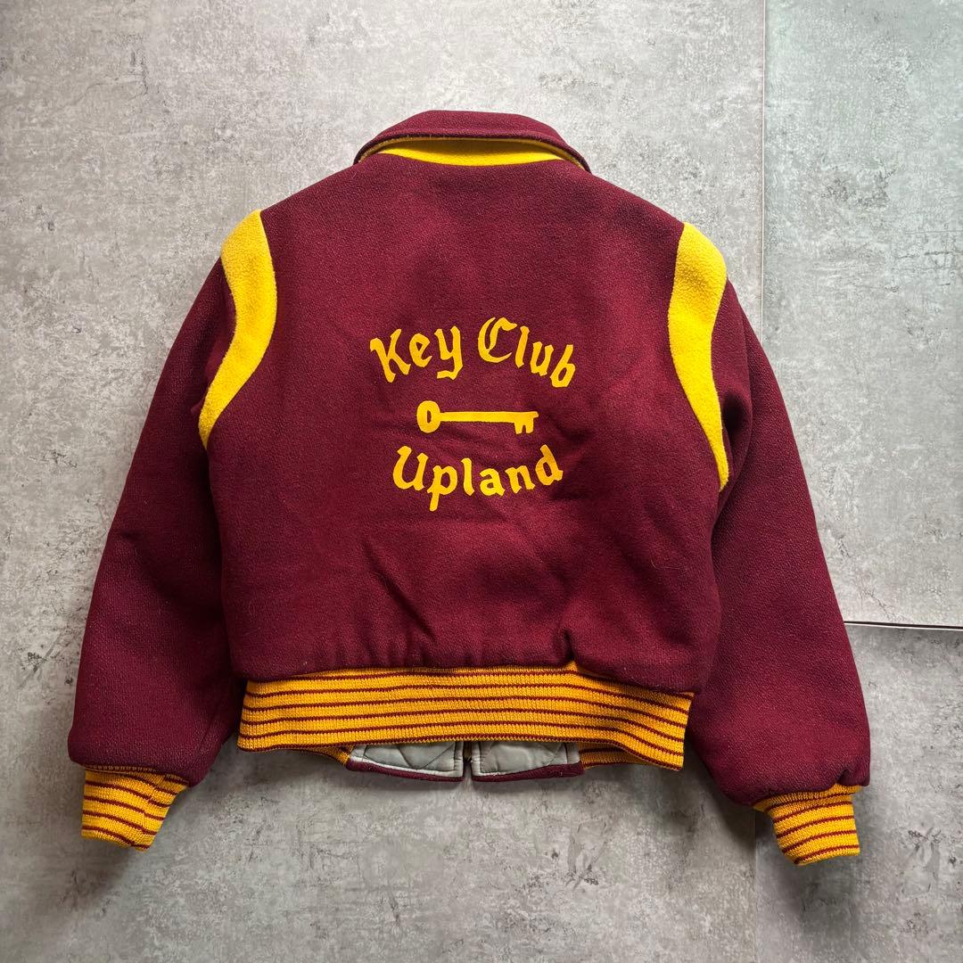 古着　50s〜60s ジップアップ　スタジャン　フロッキー　プリント　ウール