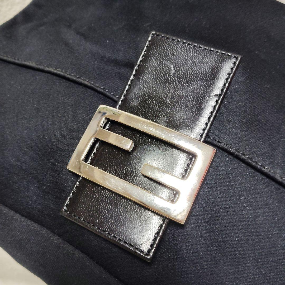 フェンディ　マンマバケット　ワンショルダーバッグ　コットンジャージ　レザー　黒