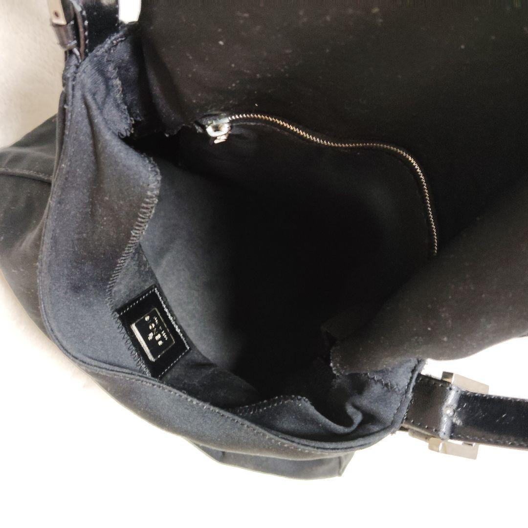 フェンディ　マンマバケット　ワンショルダーバッグ　コットンジャージ　レザー　黒