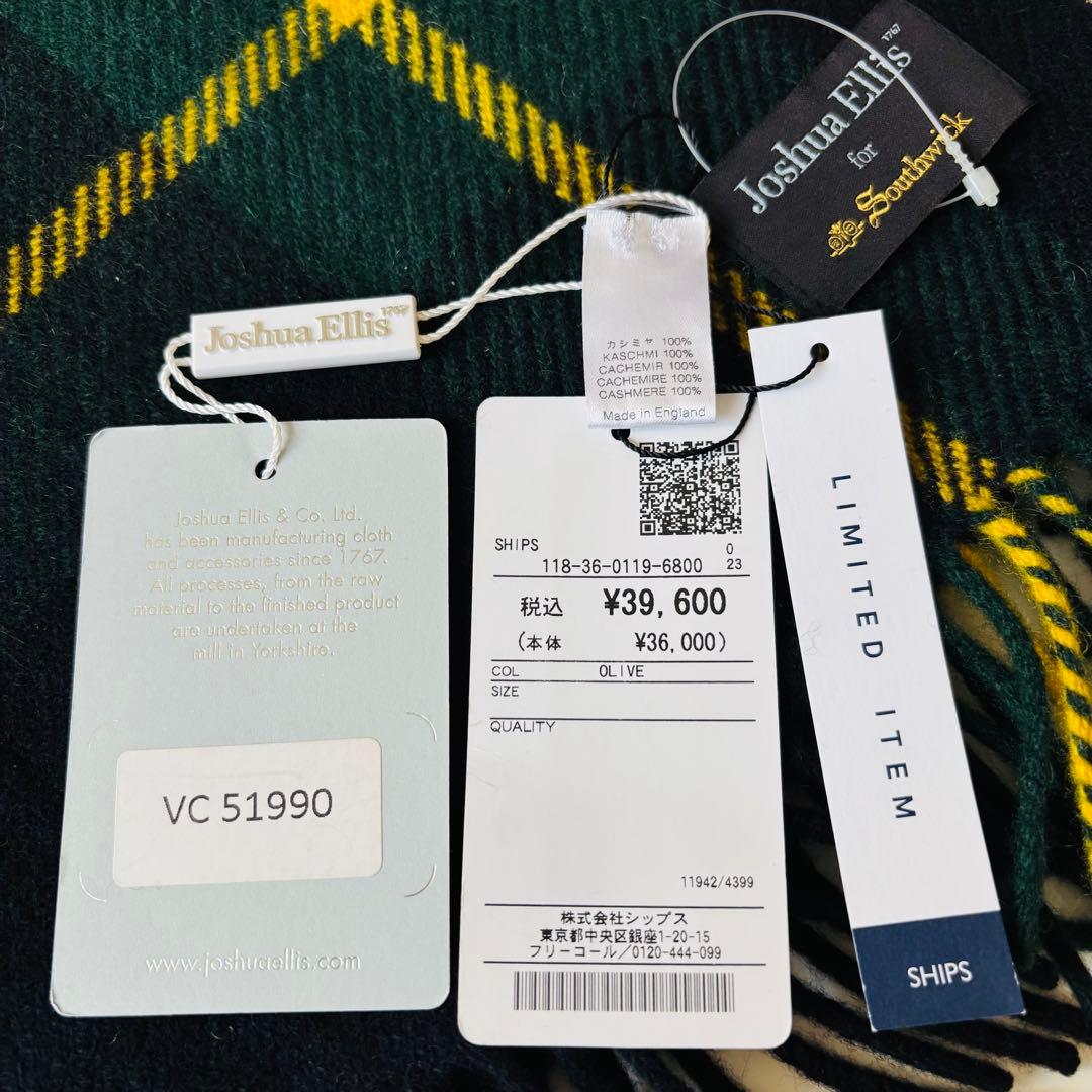 【新品】Joshua Ellis for Southwick カシミヤマフラー