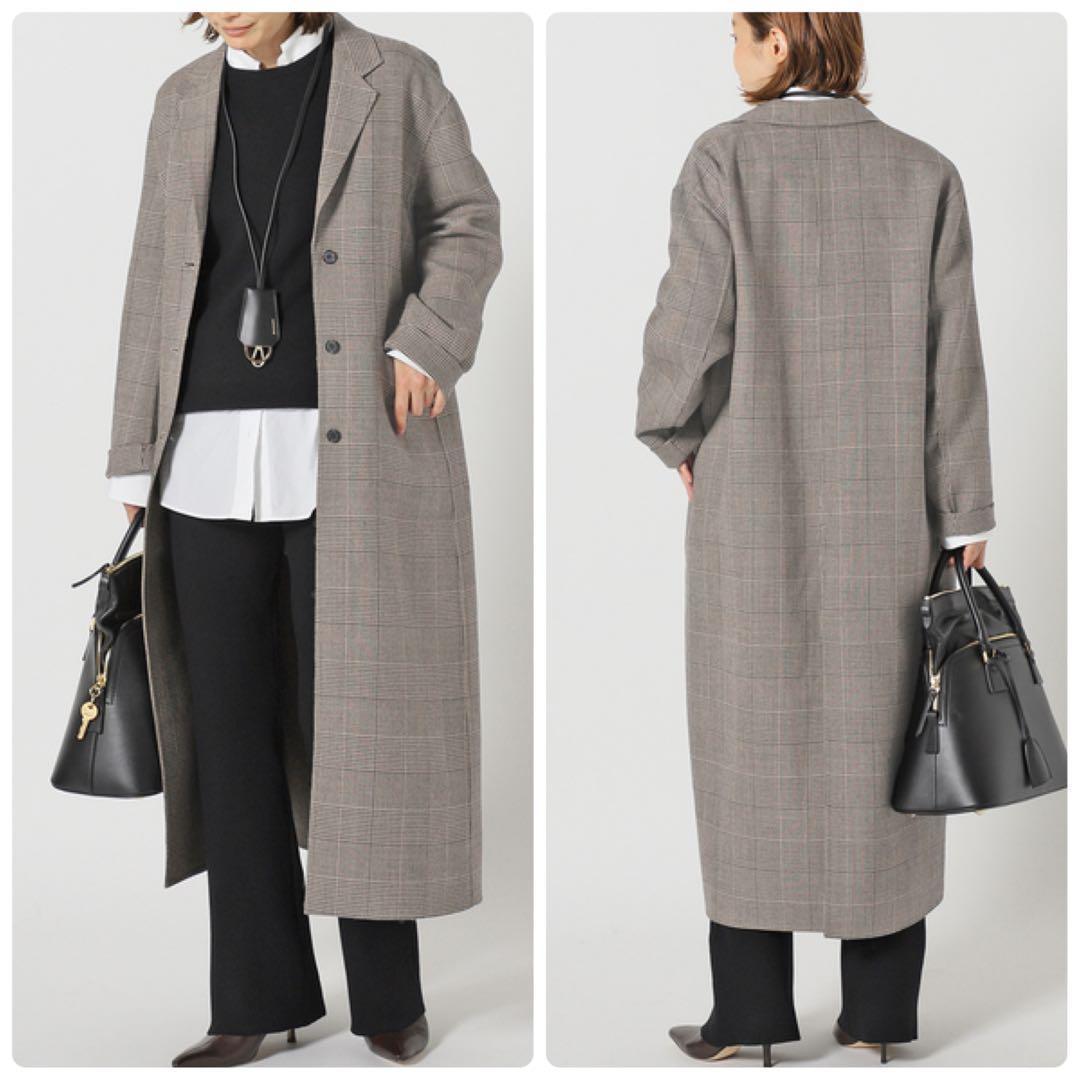 【MUSE de DeuxiemeClasse】リバーコート　ロング　チェック柄