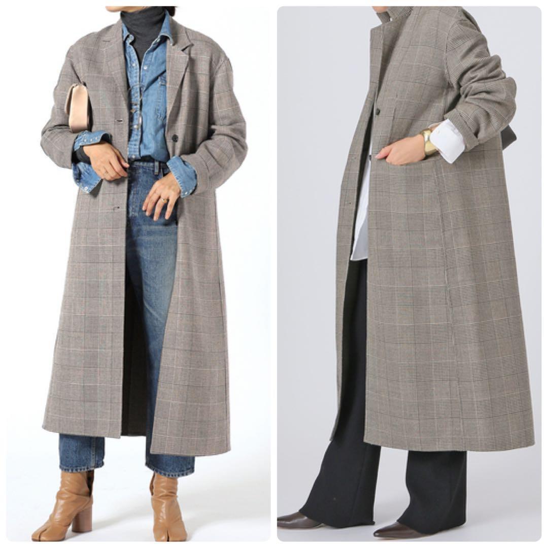 【MUSE de DeuxiemeClasse】リバーコート　ロング　チェック柄