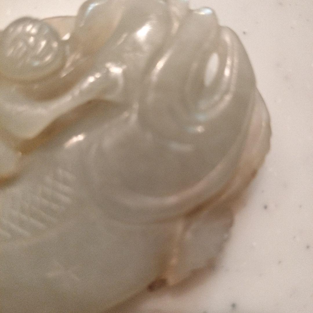 リ*ナ様 古玉　天然石　古美術　骨董　手彫　透かし彫り　縁起物　　童子戯魚