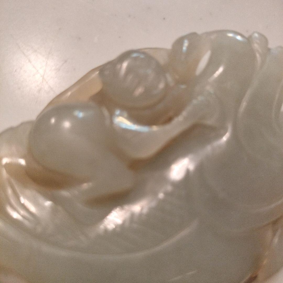 リ*ナ様 古玉　天然石　古美術　骨董　手彫　透かし彫り　縁起物　　童子戯魚