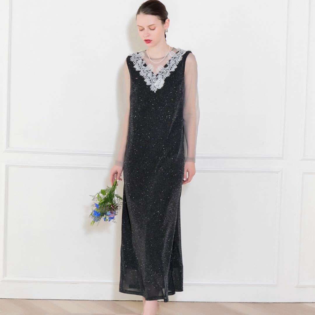 Leja ブラックレース オケージョンドレス　黒