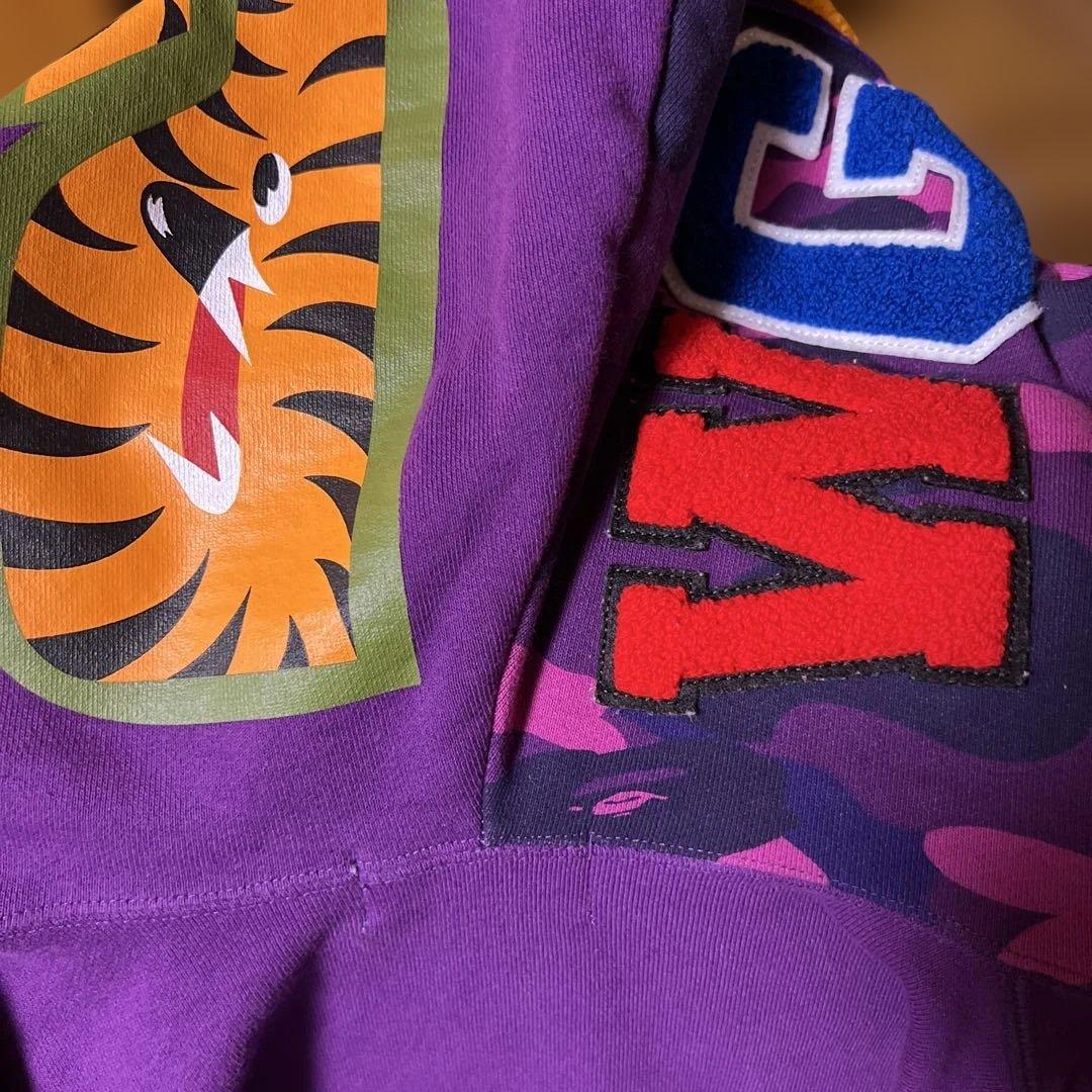 A BATHING APE シャークパーカー　パープル色　Mサイズ　美品