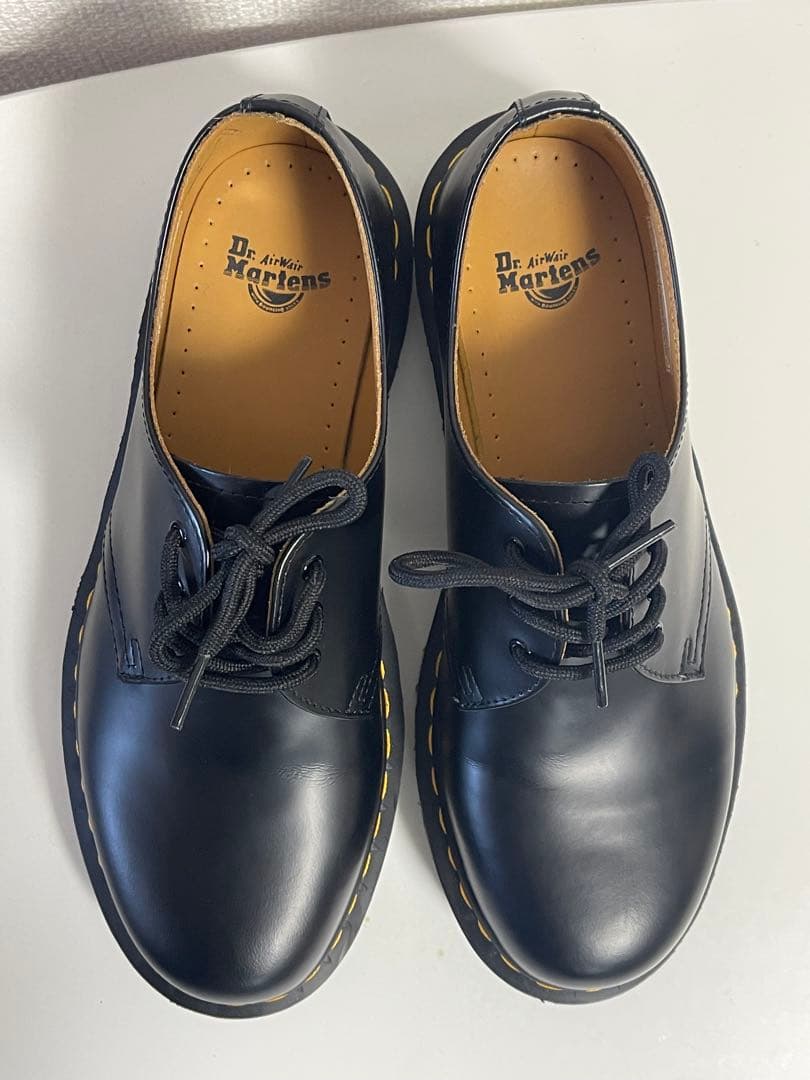 こ*ん様 ブラックレザーシューズ イエローステッチ箱無し