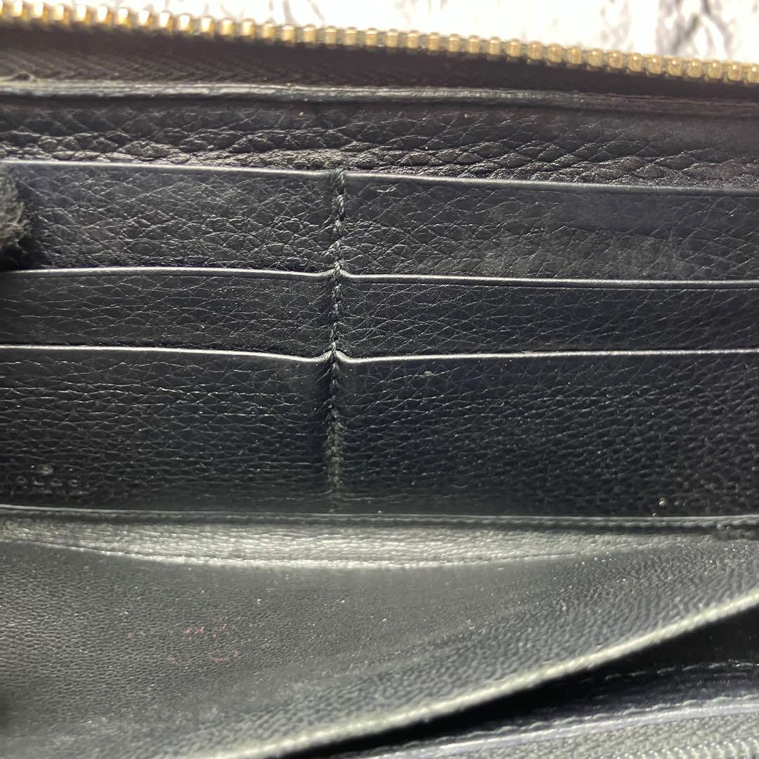 グッチ✨ディアマンテ バンブー ラウンドファスナー キャンバス レザー 長財布