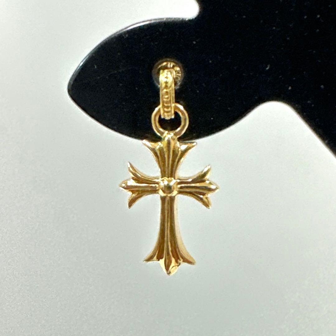 【美品】　k18 YG イエローゴールド クロス　ベビー　ファット　ピアス