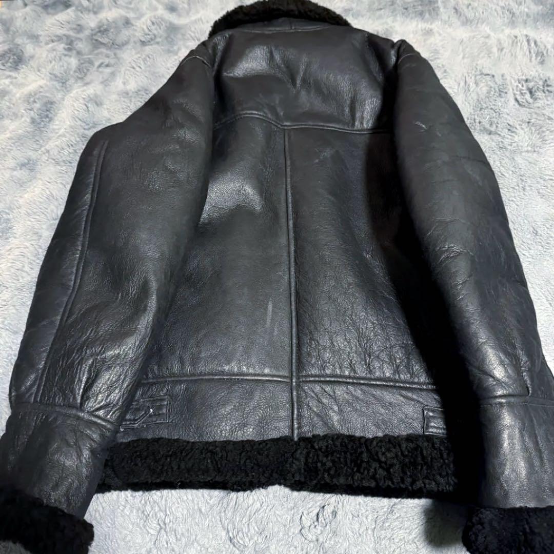 B-3 フライトジャケット リアルムートン ブラックレザー 本革 S-M相当