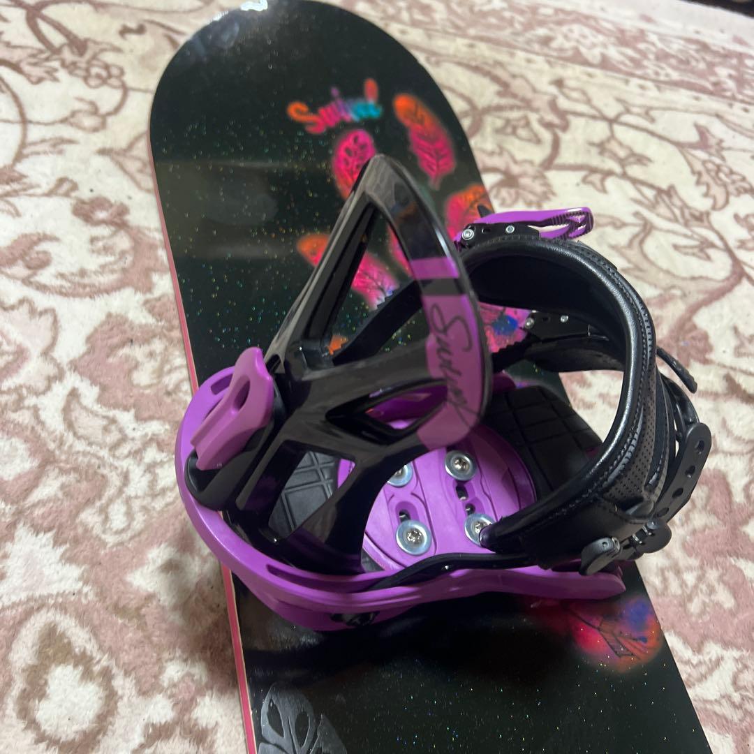 美品 SWIVEL 138cm ジュニア ダブルキャンバー スノーボードセット