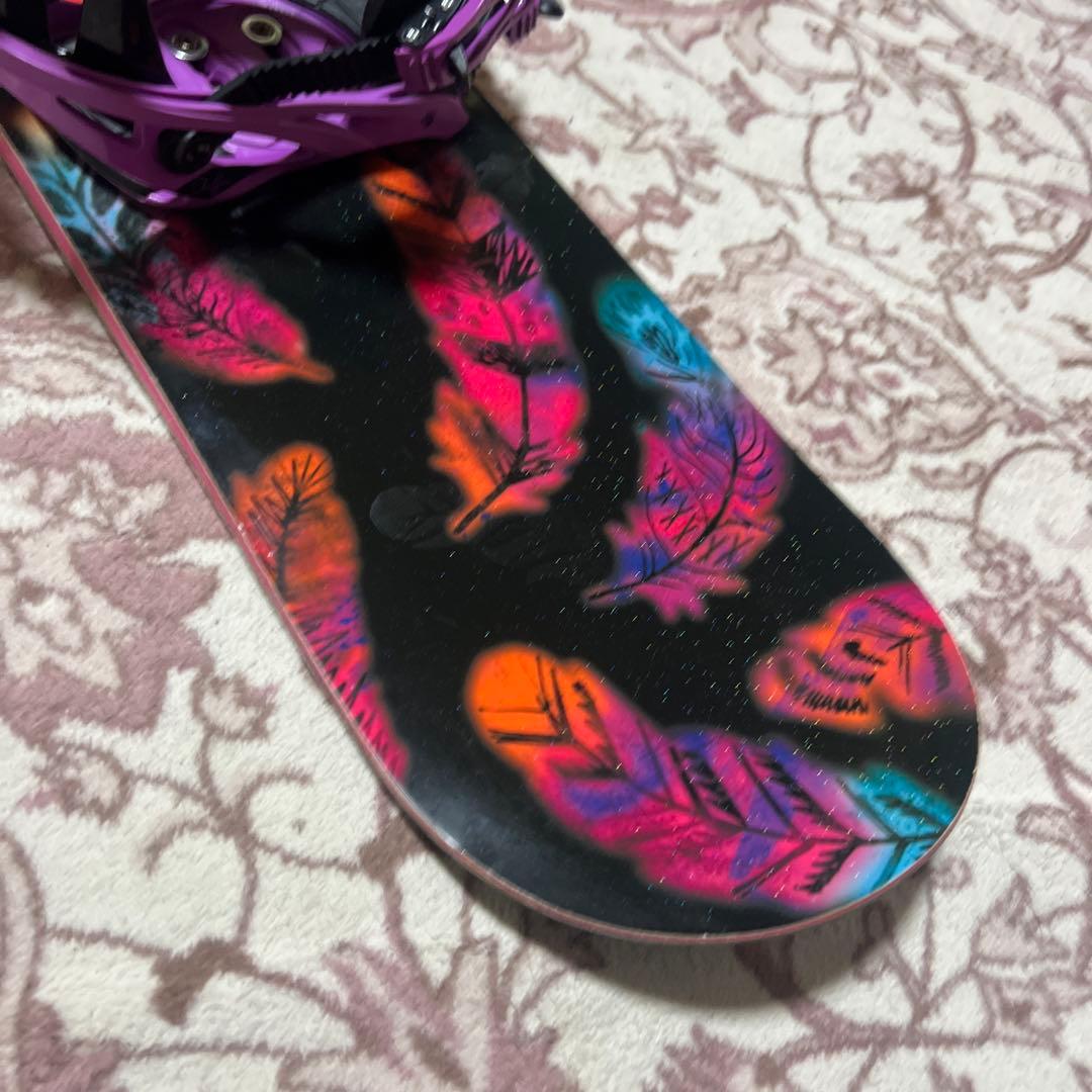 美品 SWIVEL 138cm ジュニア ダブルキャンバー スノーボードセット