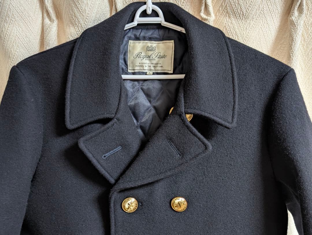 ✨️ メンズ ウールピーコート ✨️金ボタン　L