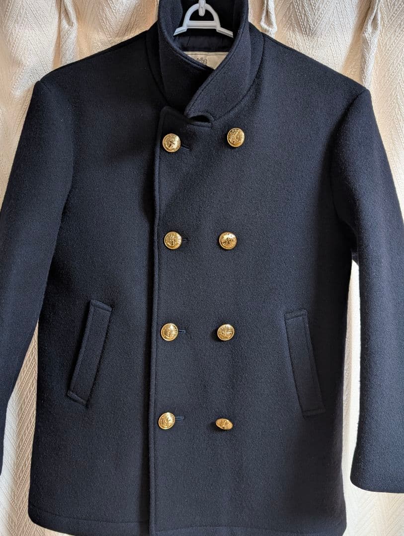 ✨️ メンズ ウールピーコート ✨️金ボタン　L