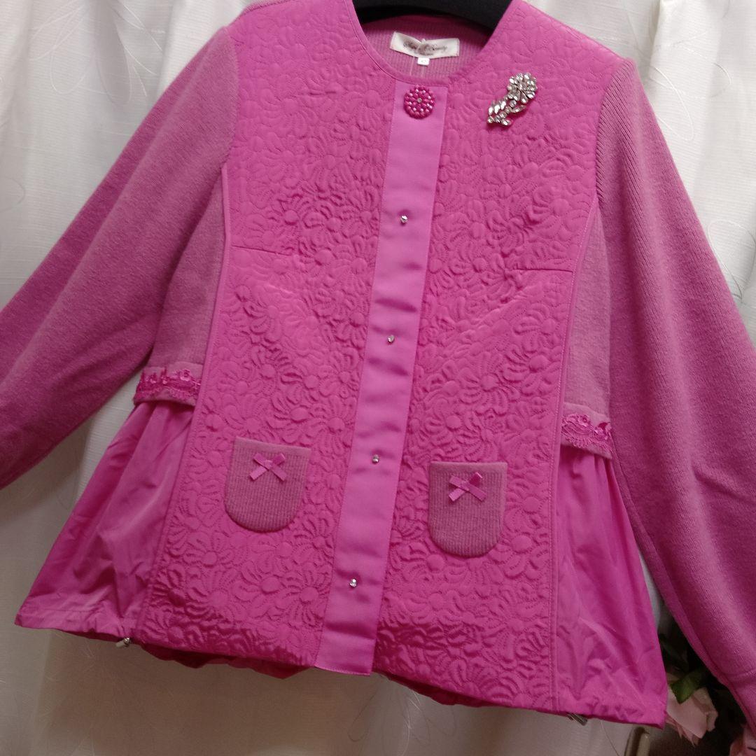 ノーカラーニット、キルティングジャケットサイズ42