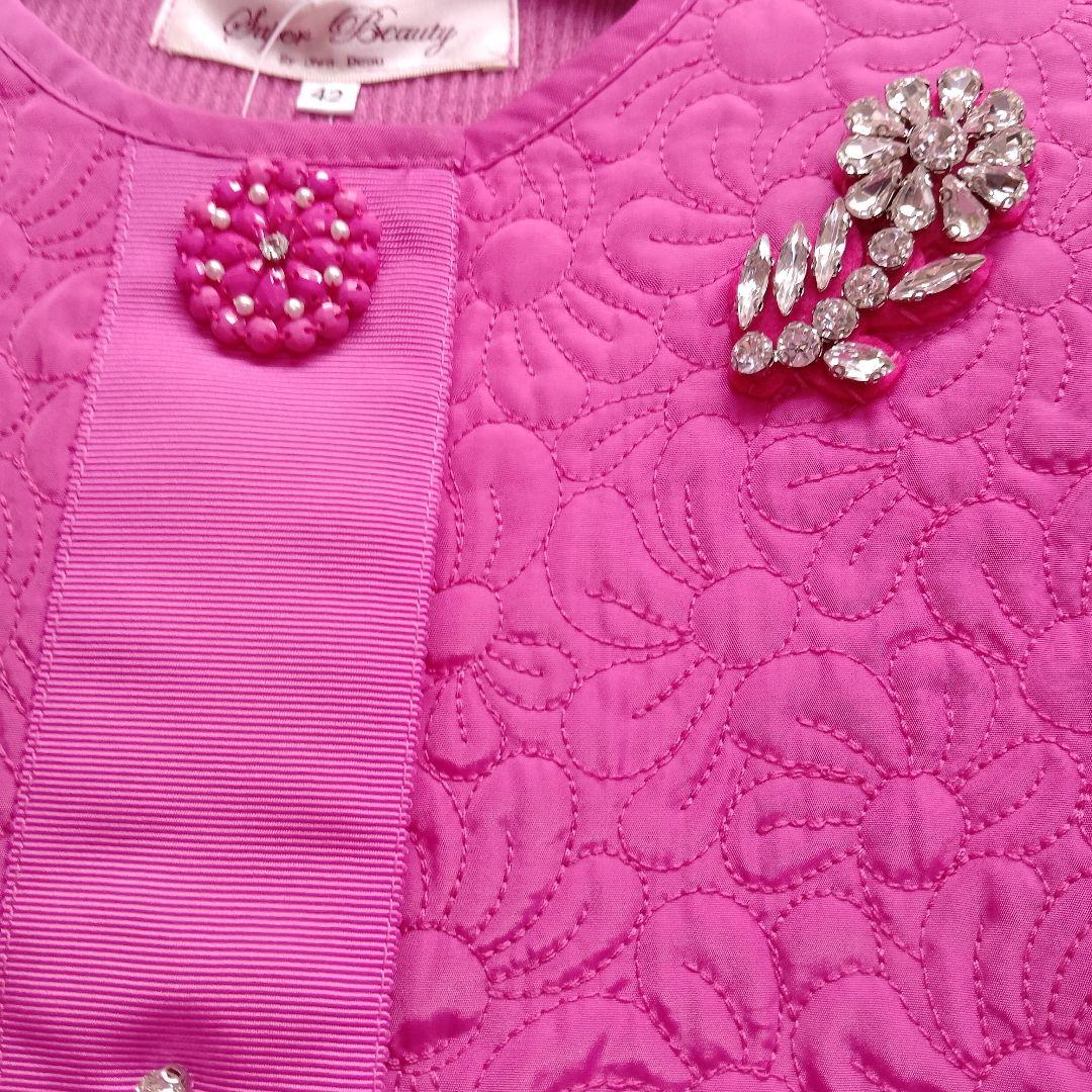 ノーカラーニット、キルティングジャケットサイズ42