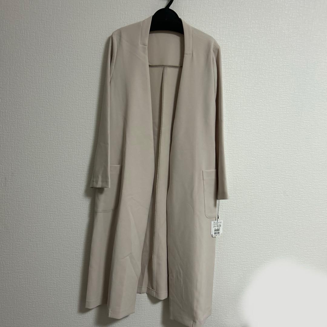 【新品未使用】フェンネル　ノーカラーコート　ベージュ　バックベルト　薄手アウター