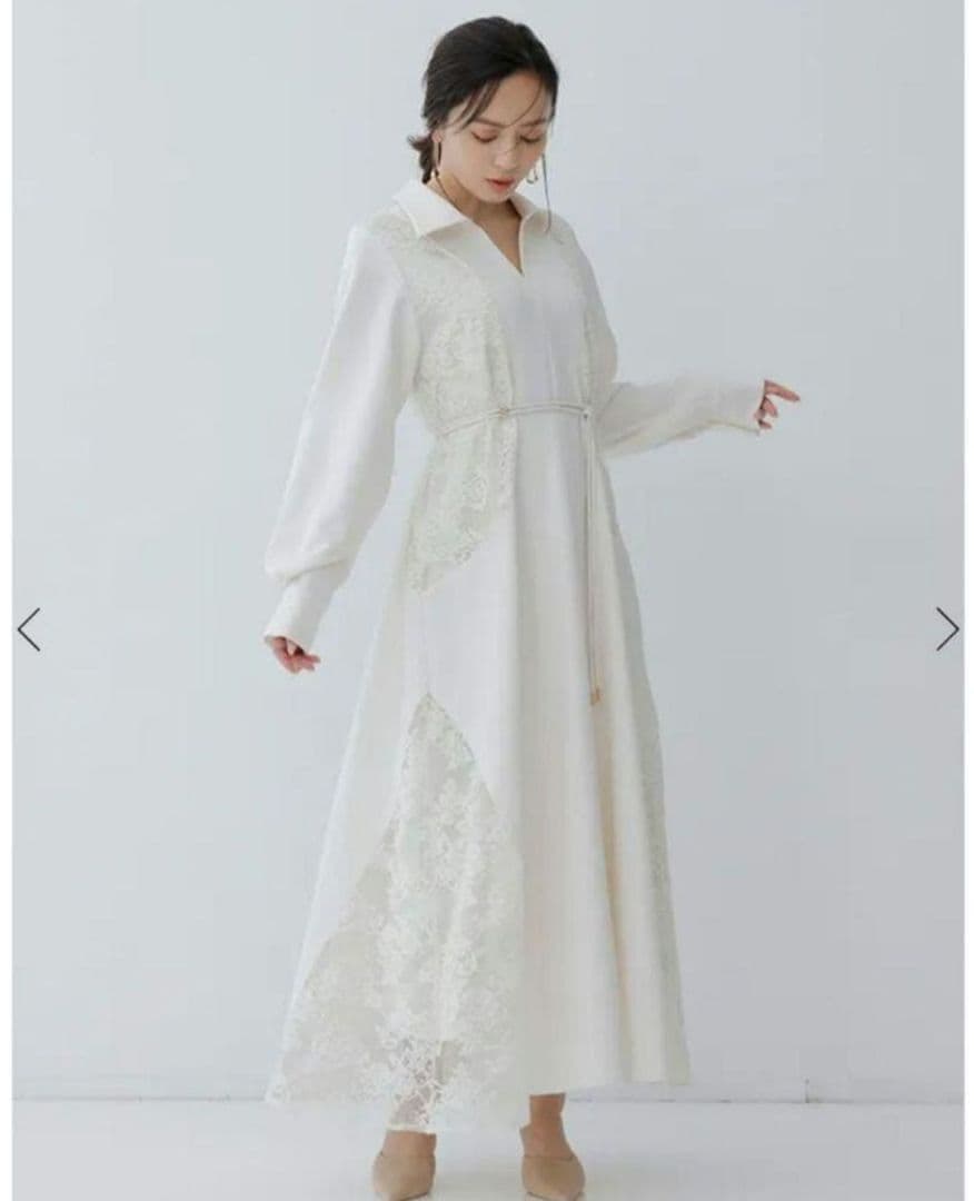 anuans ブーケレーススウィッチフレアワンピース (ECRU)