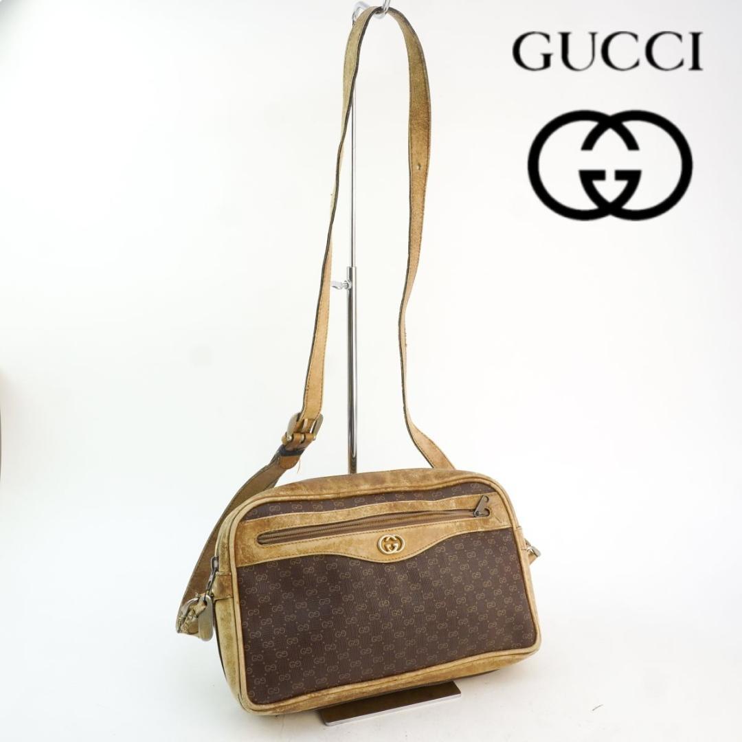 GUCCI ショルダーバッグ GGロゴ イタリア製 ブラウン@AH10