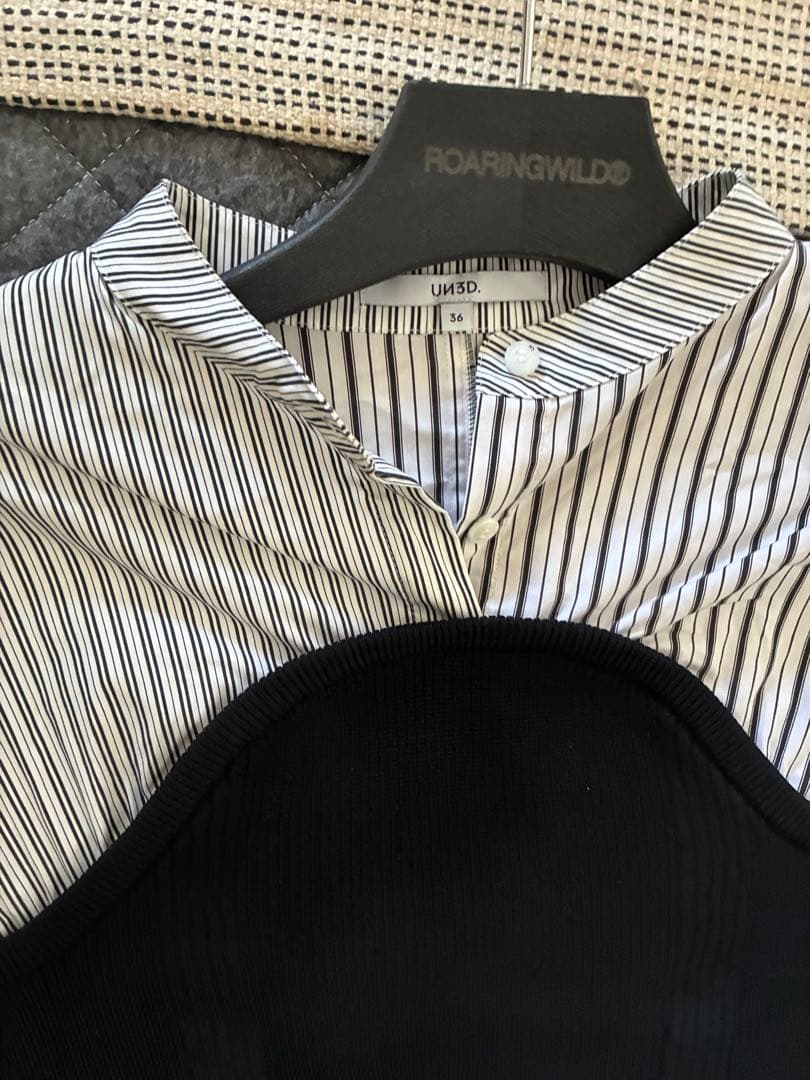 Un3dストライプビスチェ付きシャツ