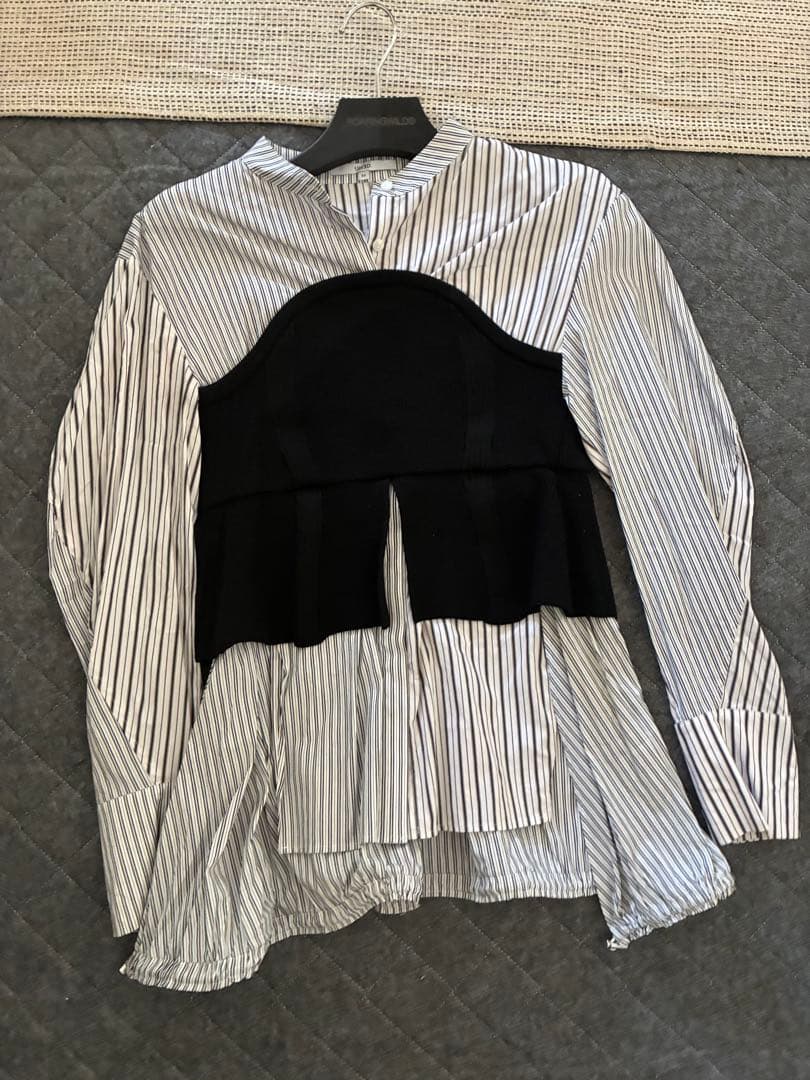 Un3dストライプビスチェ付きシャツ