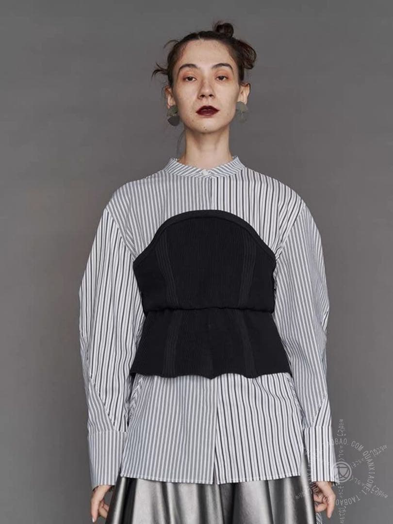 Un3dストライプビスチェ付きシャツ