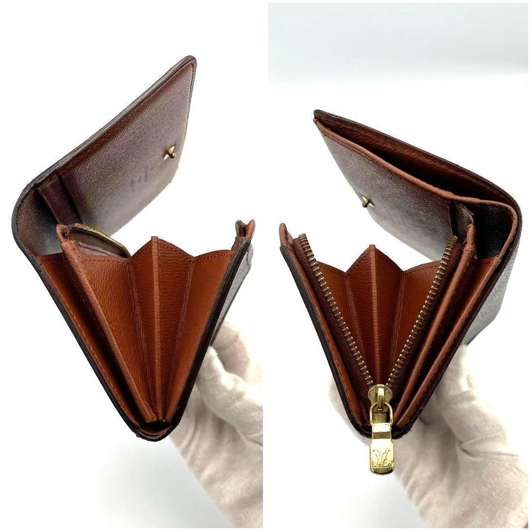 ルイヴィトン モノグラム ポルトモネビエトレゾール 二つ折り財布 ブラウン 茶