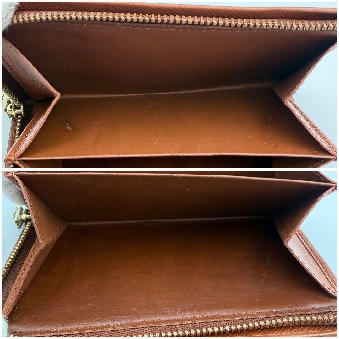 ルイヴィトン モノグラム ポルトモネビエトレゾール 二つ折り財布 ブラウン 茶