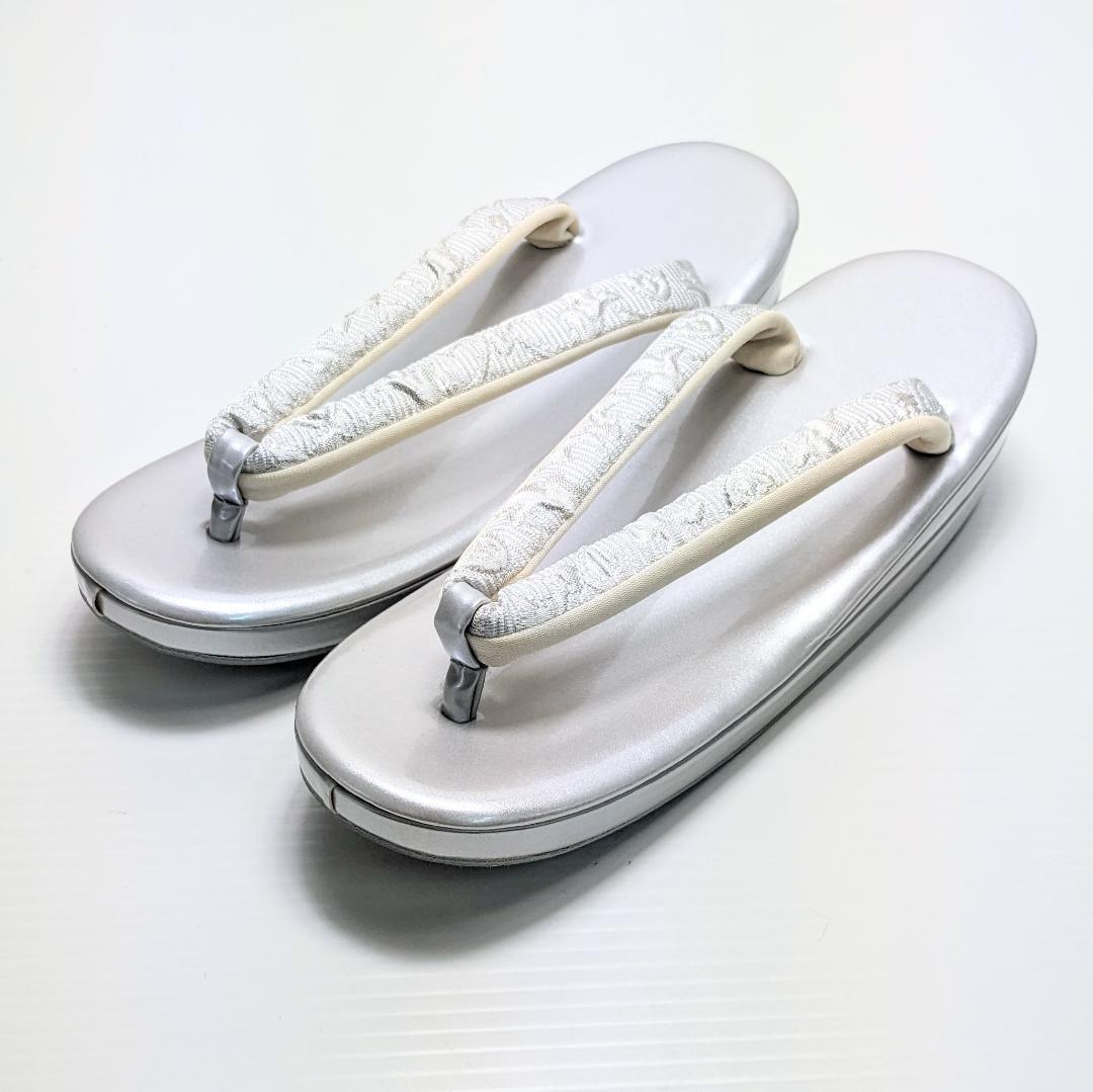 クラッチタイプ 草履バッグセット 銀 シルバー 帯地 フリーサイズ wrc
