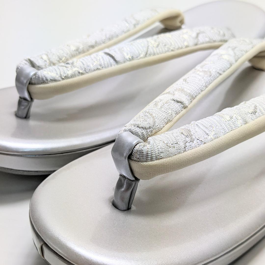 クラッチタイプ 草履バッグセット 銀 シルバー 帯地 フリーサイズ wrc