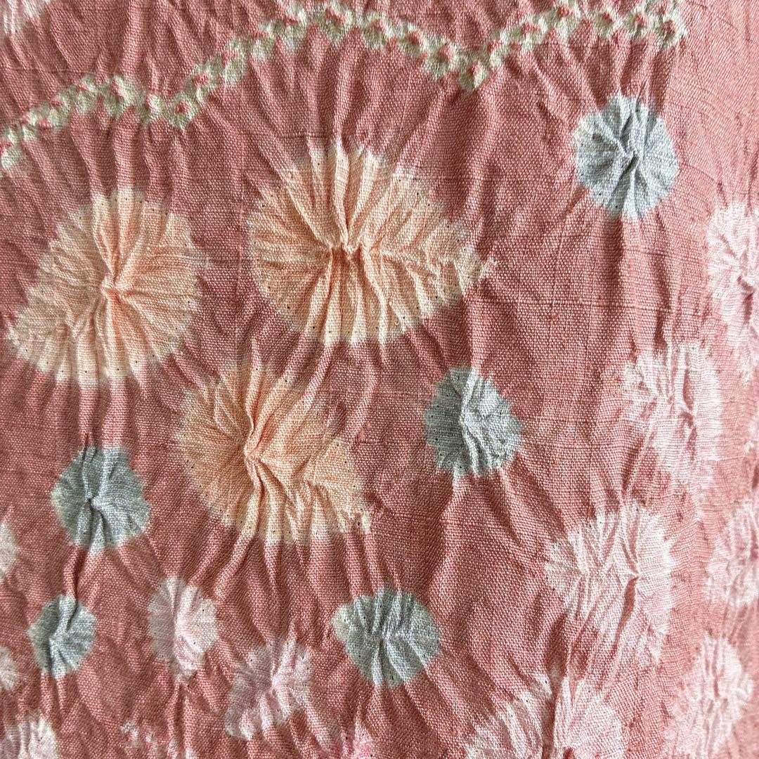 小紋　フルセット　着物　正絹　絞り　しつけ糸付き　和らぎピンク　華やぎ　G9