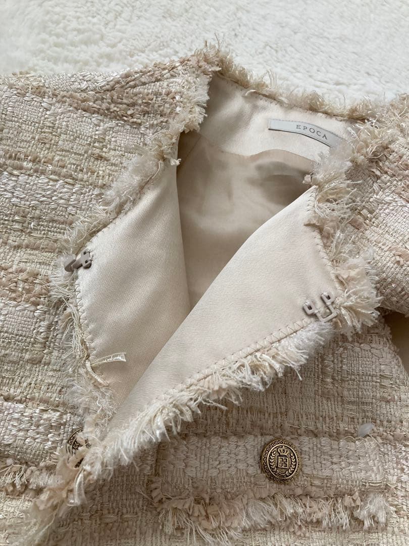 美品✨EPOCA エポカファンシーツィード ノーカラージレ