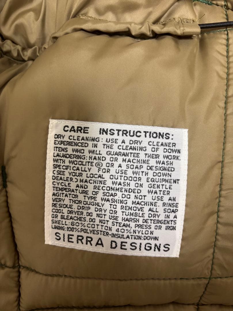 SIERRA DESIGNS ダウンベスト ダークグリーン