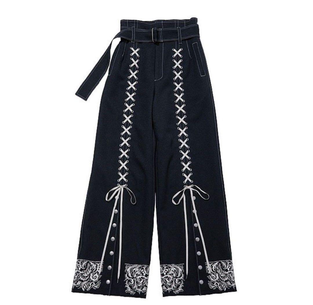 rurumu: ルルムウ 2021aw レースアップ黒ワイドパンツ