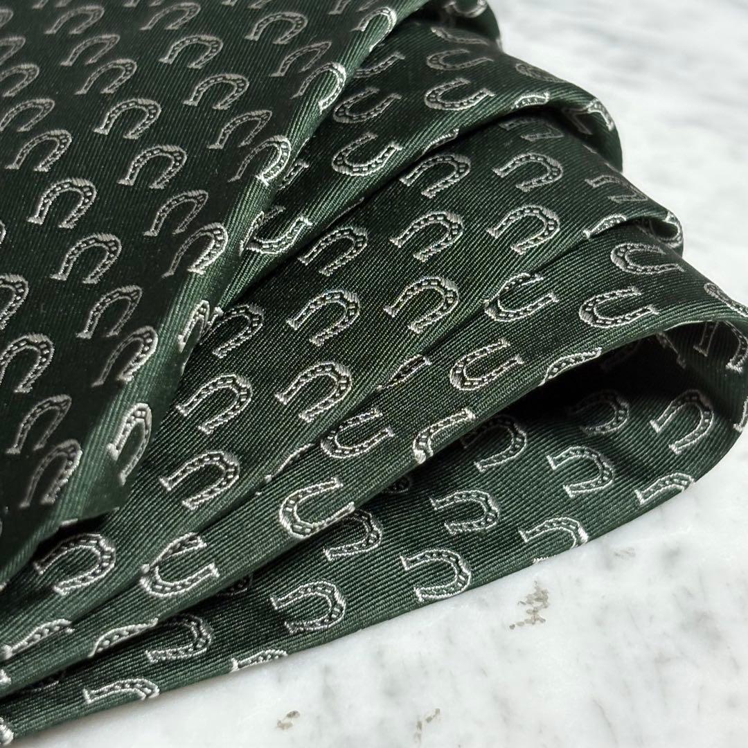 GUCCI ネクタイ グリーン 深緑 オールドグッチ 馬蹄柄