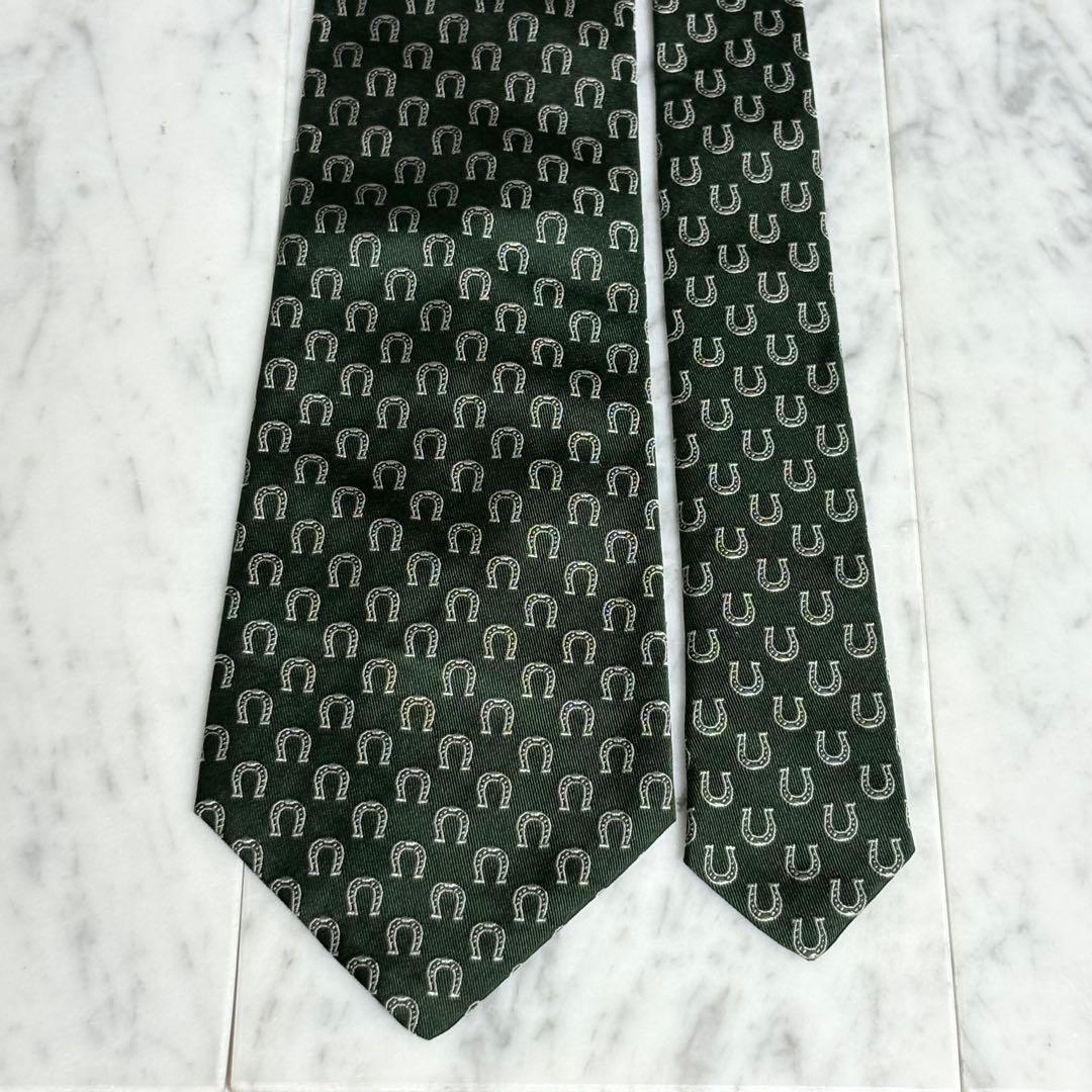 GUCCI ネクタイ グリーン 深緑 オールドグッチ 馬蹄柄