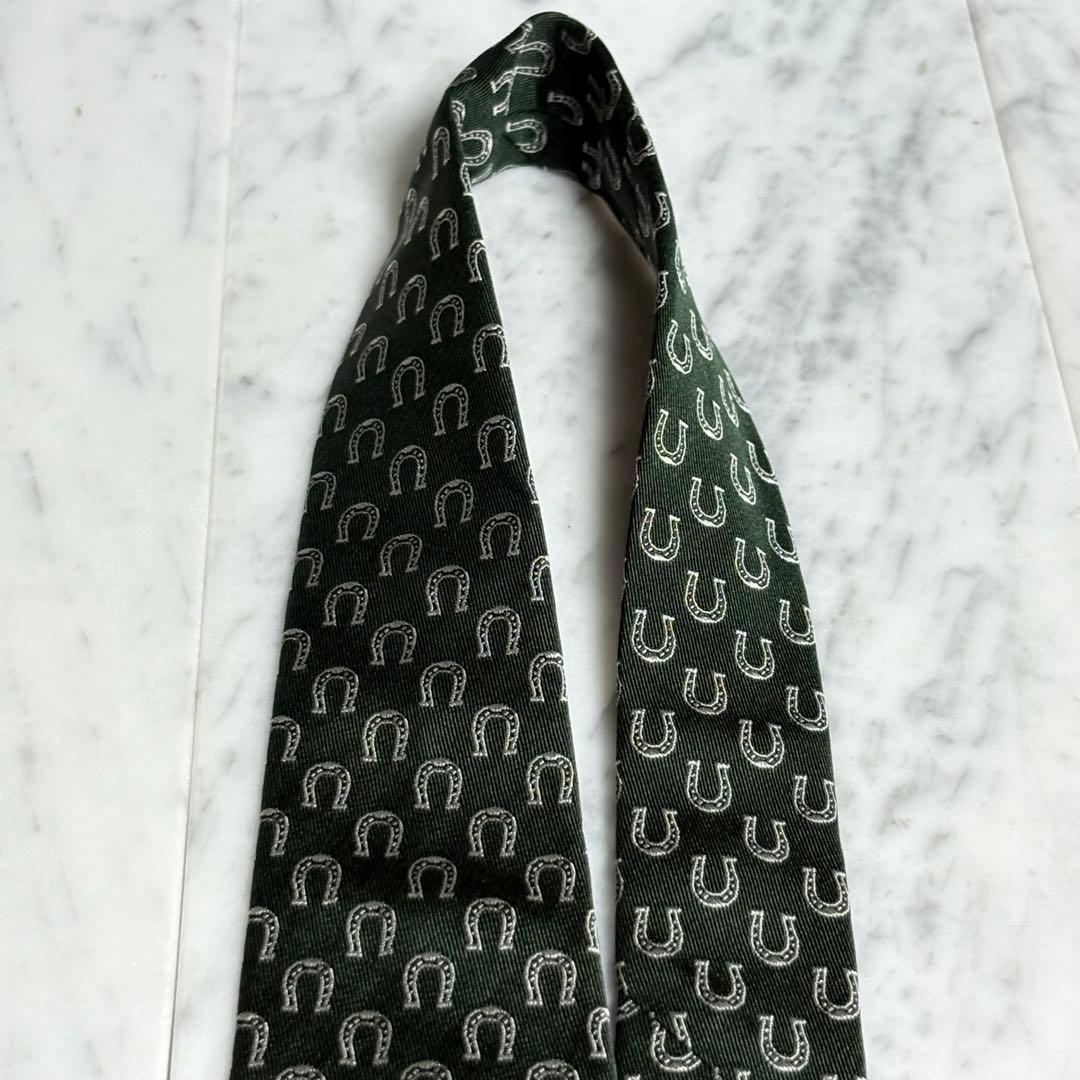 GUCCI ネクタイ グリーン 深緑 オールドグッチ 馬蹄柄