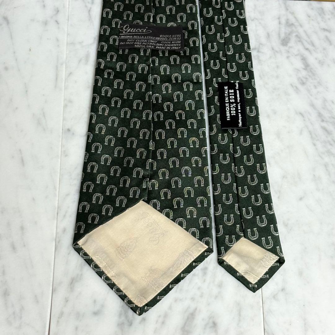 GUCCI ネクタイ グリーン 深緑 オールドグッチ 馬蹄柄
