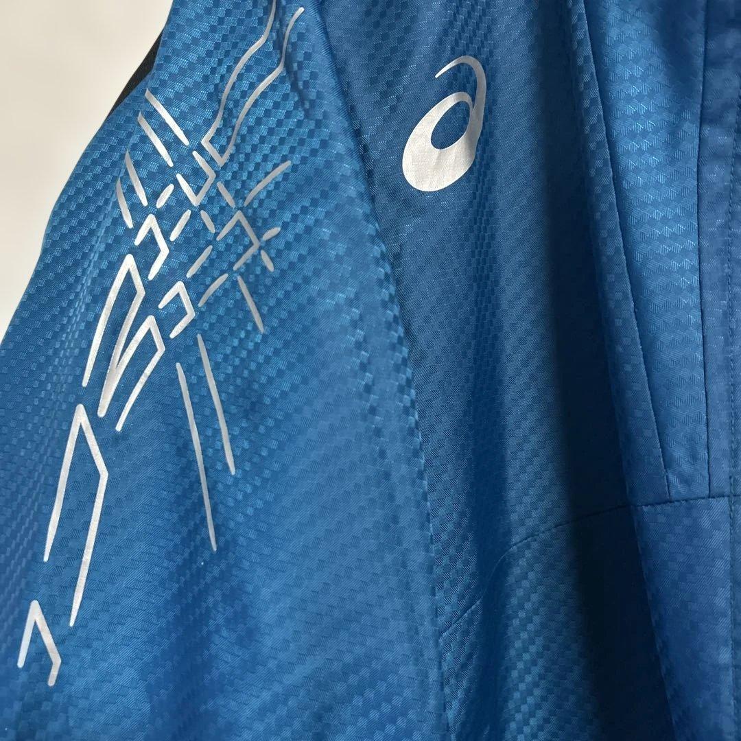 asics ウインドブレーカー セットアップ（上下）XL（O）青×黒 高機能保温