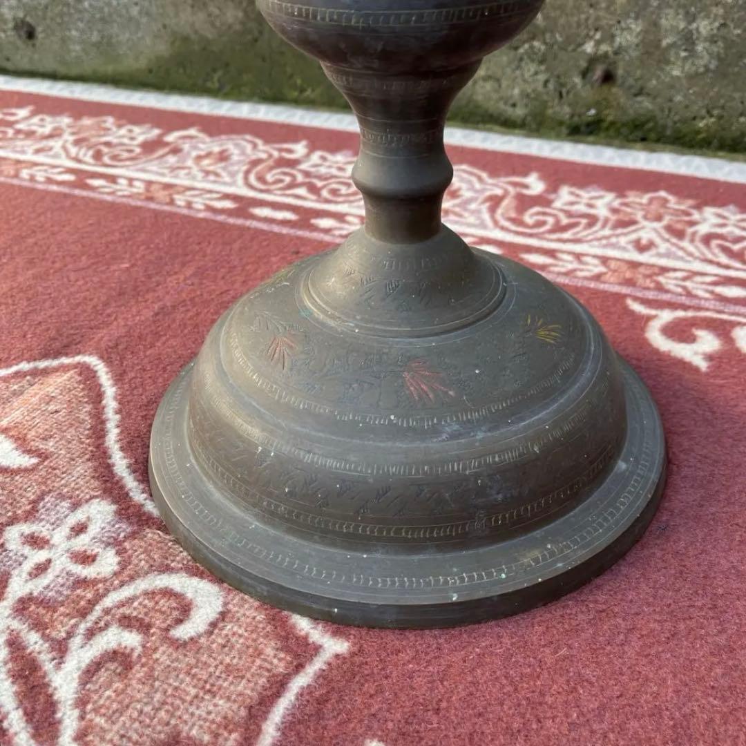 古雑貨アンティーク品◾️真鍮製 エスニックデザイン スタンドライト ベース