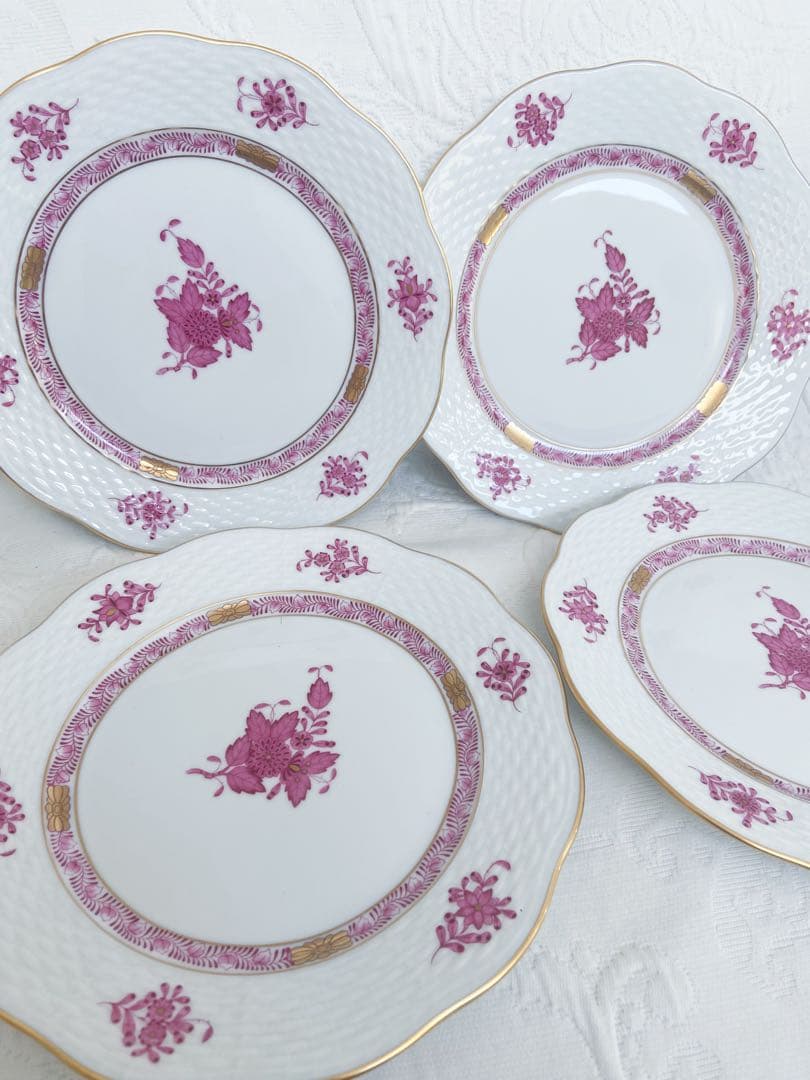 残1 ヘレンド　アポニー　プレート19センチ　4枚セット