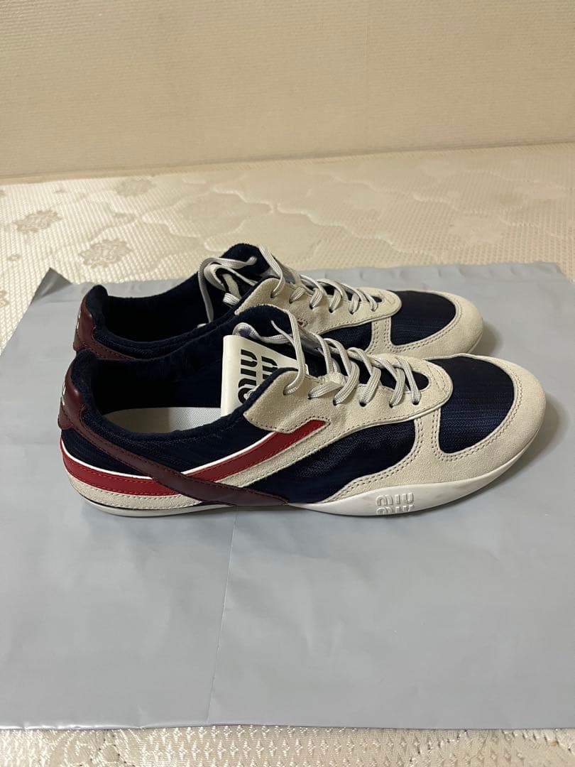 miumiu ジムナジウム テクニカルファブリックxスエード スニーカー