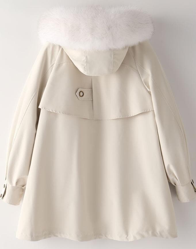 新品 ラビットファーライナーモッズコートフード付きラクーントリミング毛皮ファー